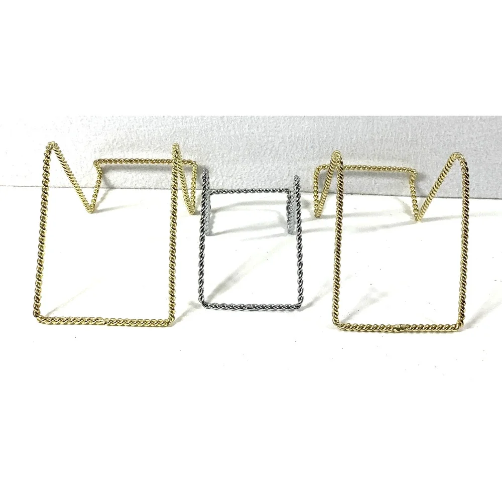 2 Twisted Goldtone & 1 Twisted‎ Silvertone Wire Display Stands Plate Holders - Picture 3 of 13